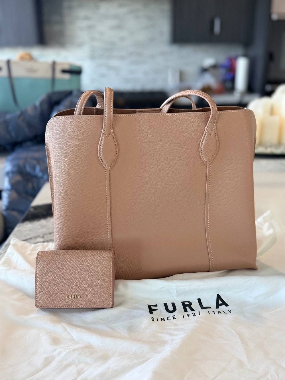Furla Blush Leather Tote with Matching Wallet